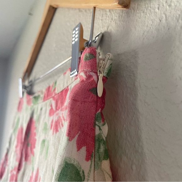 JM Collection Linen A-Line Skirt Women’s 8 Floral Cottage Flowy Ruffled Fairy - Picture 6 of 13